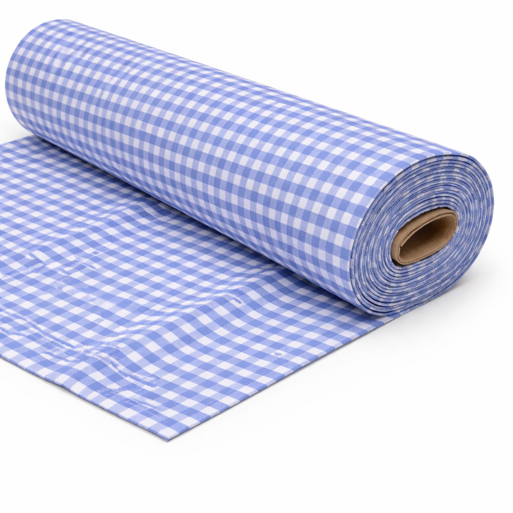 Blue and White Checkered Fabric